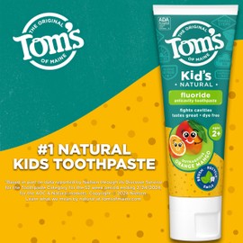 Tom's of Maine Tom's of Maine ADA Approved Fluoride Children's Toothpaste, Natural Toothpaste, Dye Free, No Artificial Preservatives, Outrageous Orange Mango, 5.1 oz. 3-Pack (Packaging May Vary)