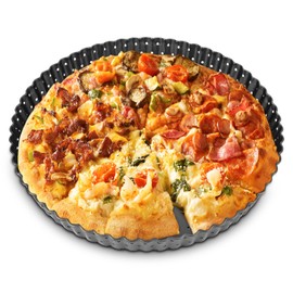 Agatige Pizza Pan with Holes for Oven, 24cm/9.4Inch Carbon Steel Non Stick Pizza Tray Baking Tray Deep Dish Pizza Pan Non-Stick Bakeware with Removable Bottom