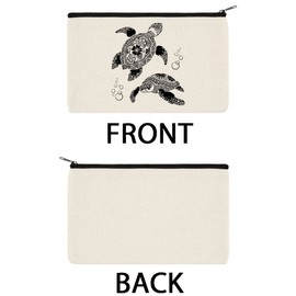 WIRESTER Canvas Zipper Makeup Bag, Cosmetic Pouch, Organizer Case for Women Girl, Multi-Purpose Travel Cosmetic Bag - Tropical Turtles