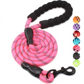 BAAPET 2/4/5/6 FT Strong Dog Leash with Comfortable Padded Handle and Highly Reflective Threads for Small Medium and Large Dogs (5FT-1/2'', Pink)