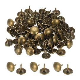 PATIKIL 200 Pcs Upholstery Tacks 0.35" x 3/8" Head Dia Vintage Thumb Nails Pins Round Head Metal Push Tack Pin for DIY Furniture Sofa Chair Decor