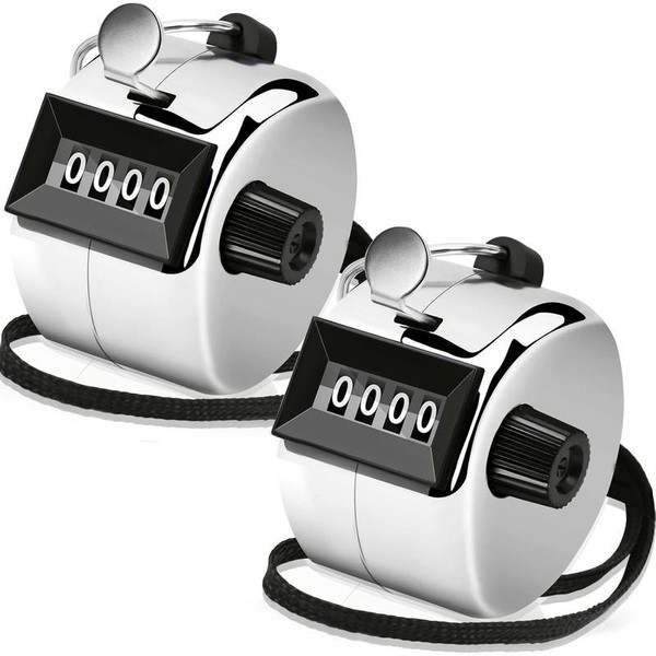 2 Pack Clicker Counter, Metal Hand Tally Counter Clicker, 4