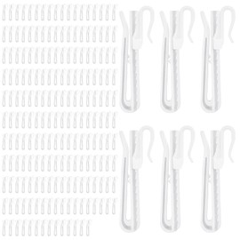 200 Pcs Pinch Pleat Curtain Hooks Adjustable Curtain Hooks Plastic Curtains Pleat Hook Clips Ratchet System Pinch Pleated Curtains Drapery Pin Hook for Window Door Shower