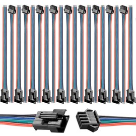 VONVOFF 4pin JST SM Connector,Micro Male and Female JST Connector Adapter Plug,Red Black Terminal Connector Cable with 15CM 20AWG Wire for LED Light Strip,10Pairs