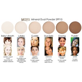 Mommy Makeup Mineral Dual Powder SPF15 [4-in-1 Pressed Mineral Foundation] 0.45 ounce - Oil-free, Talc-free, Fragrance-free, Paraben-free - Due Date