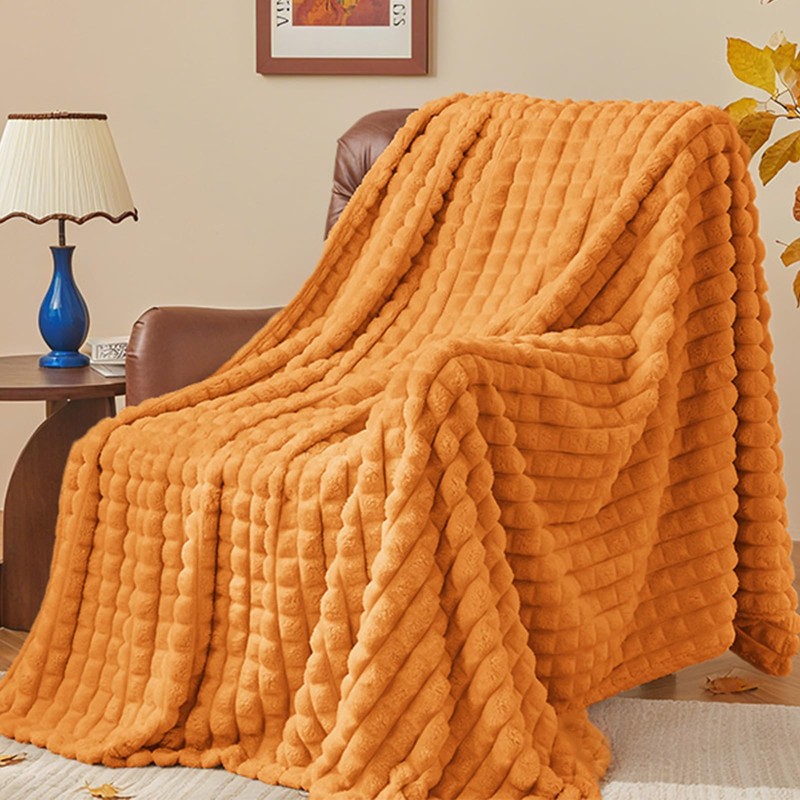 BEDELITE Updated Burnt Orange Throw Blanket for Couch and Bed-