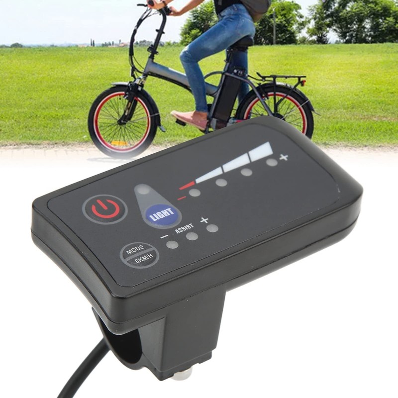 Electric Bike Power Display Meter,5 Pin Interface ABS Housing LED