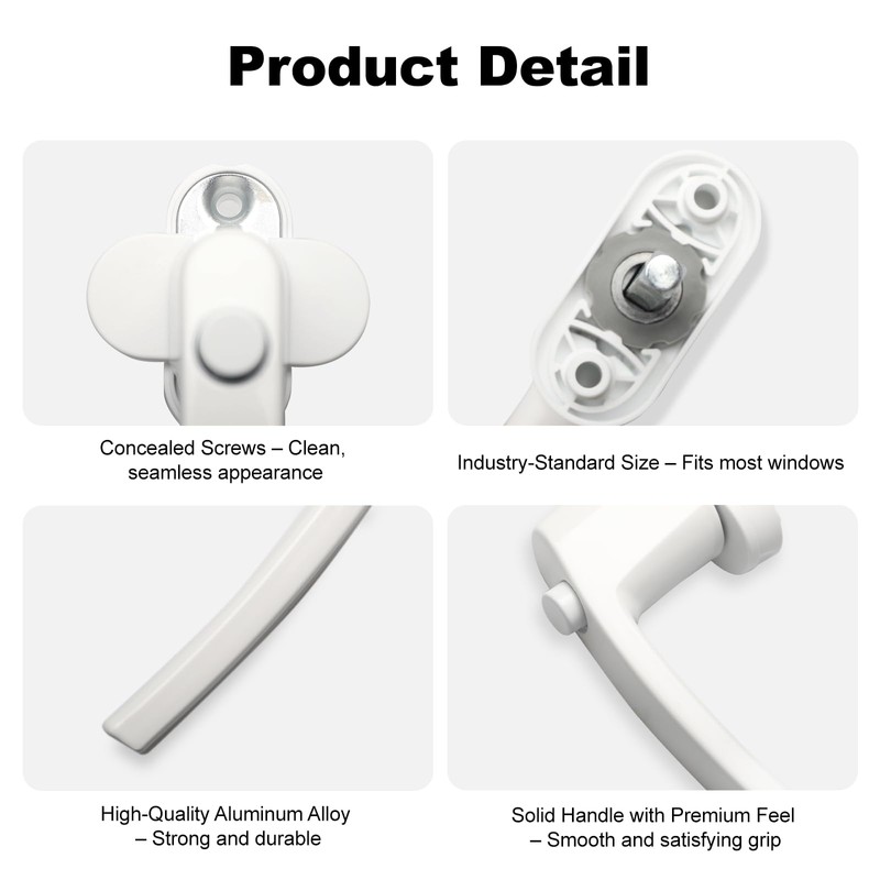 Pack of 4 Window Handles with Child Lock - White