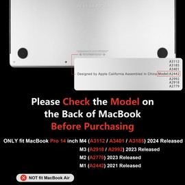 MEEgoodo for M4 MacBook Pro 14 inch Case 2024 2023 2021 A3112/A3401/A3185/A2918/A2992/A2779/A2442 M3 M2 M1 Pro/Max,Laptop Hard Shell with Keyboard Cover & Screen Protector &Webcam Covers,Crystal Black