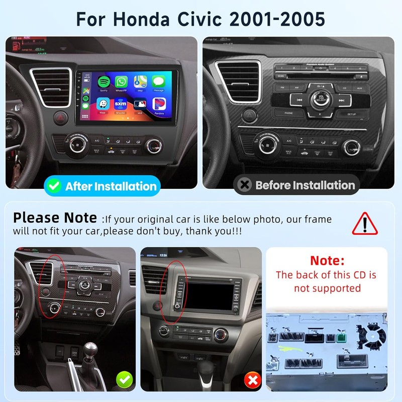 for Honda Civic 2013 2014 2015 2016 2017 Car Radio