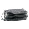 Deluxe Genuine Black Leather Mens Toiletry Wash Bag 2 Zip