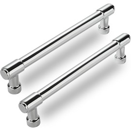 CABDM 6 Pack Polished Chrome Cabinet Pulls,4 Inch(102mm) Hole Centers Cabinet Handles Kitchen Hardware for Cabinets and Drawer