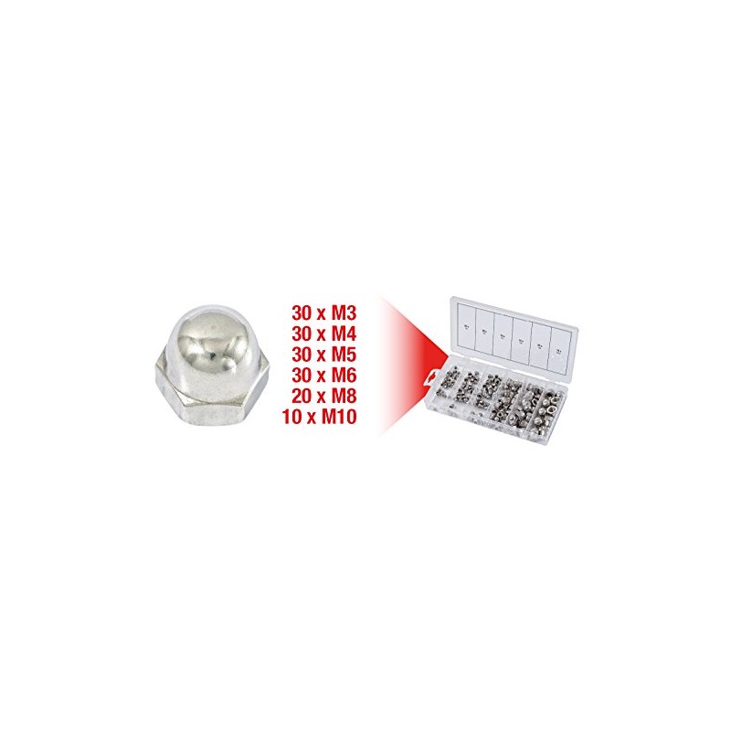 KS Tools 970.0460 Stainless steel nuts assortment, metric, 150 pcs