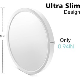 9 inch LED Flush Mount Ceiling Light Fixture, 5000K Daylight White 18W White Flat Modern Ceiling Lighting, 1800LM Ceiling Lamp for Bathroom Porch, Kitchen, Bedroom, Living Room, Hallway