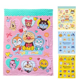 BANDAI TO-2421600YE Anpanman 100% Cotton Gauze Towel Blanket, 33.5 x 45.3 inches (85 x 115 cm), Heart Pattern Yellow