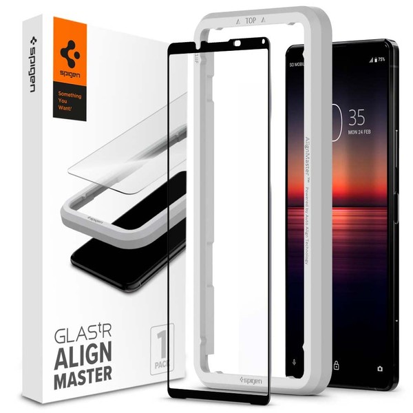 Spigen AlignMaster Full Protection Glass Film for Sony Xperia 1 II with Guide Frame for Sony Xperia 1 II Protective Film Full Coverage 1 Piece