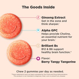 OLLY Laser Focus Gummy, Ginseng, Alpha GPC, B Vitamins, Berry Tangerine Flavor - 36 Count