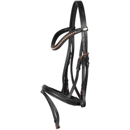 Marengos Comfort Rosemary Snaffle Bridle Black - Rose Gold Warmblood