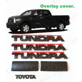 Toyota OEM OVERLAY Matte black Fender Door Rear Tundra V8 Toyota Emblems 2007-2013 Tundra