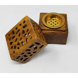 Premium Log Incense Burner Holder Set with Bakhoor Burners - Handcrafted Wooden Home Decor for Burning All Types of Home Incense (Incense/Coal) JR23081 (Brown)
