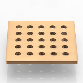 HOLGE 3.75 INCH Square Shower Drain Cover 95MM Floor Drain Grille (Brushed Gold)