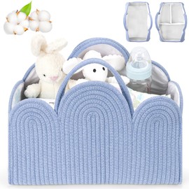 Maxuni Cotton Rope Diaper Caddy Basket Blue
