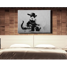 Banksy Rat Rapper - Canvas Wall Art Framed Print Gome Decor Handmade - Various Sizes (36in x 24in Gallery Wrapped)