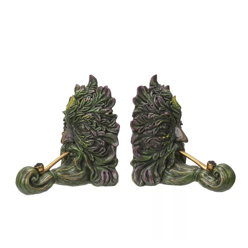 Forest Tree Spirit Ent Celtic Greenman Smoking Golden Pipes Decorative