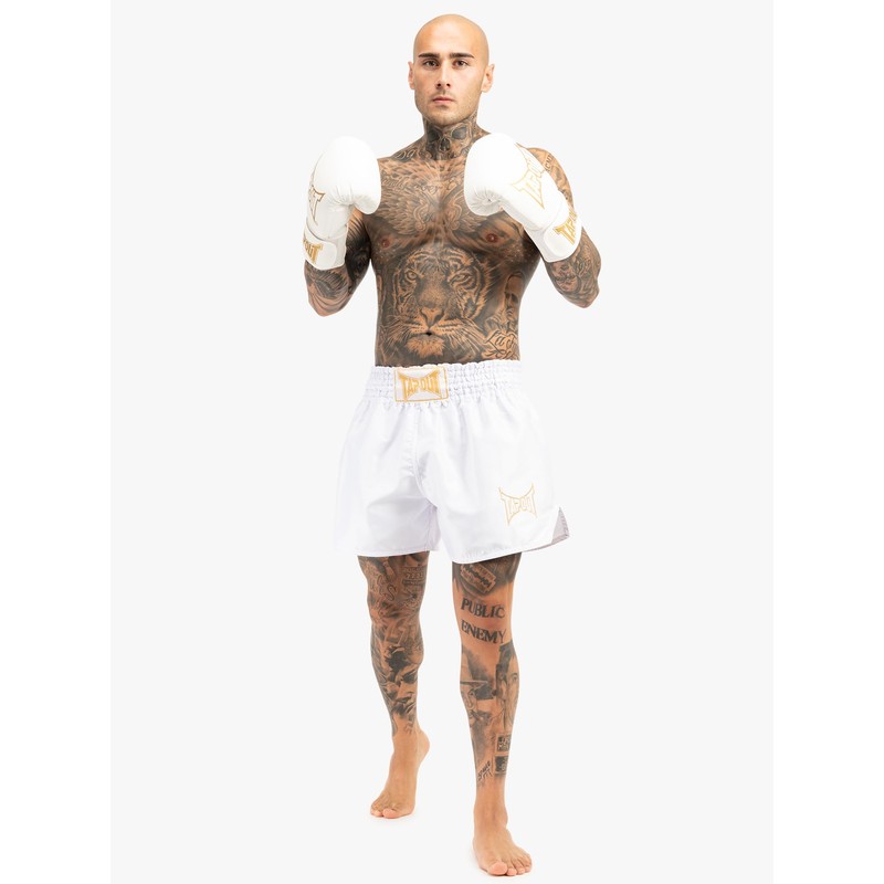 Tapout Torrey White/Gold Faux Leather Boxing Gloves (1 Pair) 12