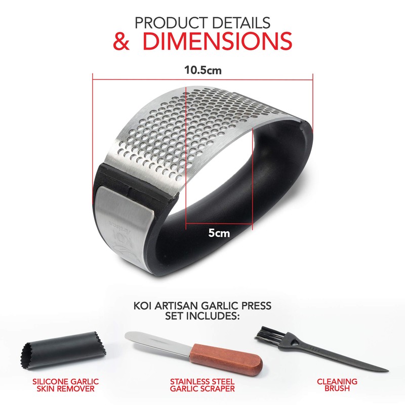 KOI ARTIASN Garlic Press Stainless Steel - Garlic Crusher Rocker