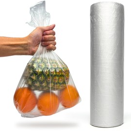 Clear Plastic Food Bags On a Roll - 250 Pack, 9 x 14 x 18", Fruit Vegetable Nuts Sandwich Storage, Freezer Bag, Disposable Reusable