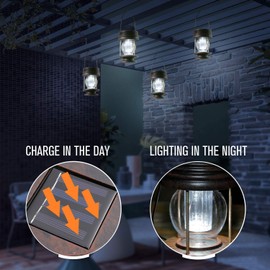 pearlstar Solar Lanterns Outdoor Hanging Solar Lights with Handle for Pathway Yard Patio Garden Decoration, Waterproof Outside Solar Table Lamp,2 Pack 5.5"H (White Lights)