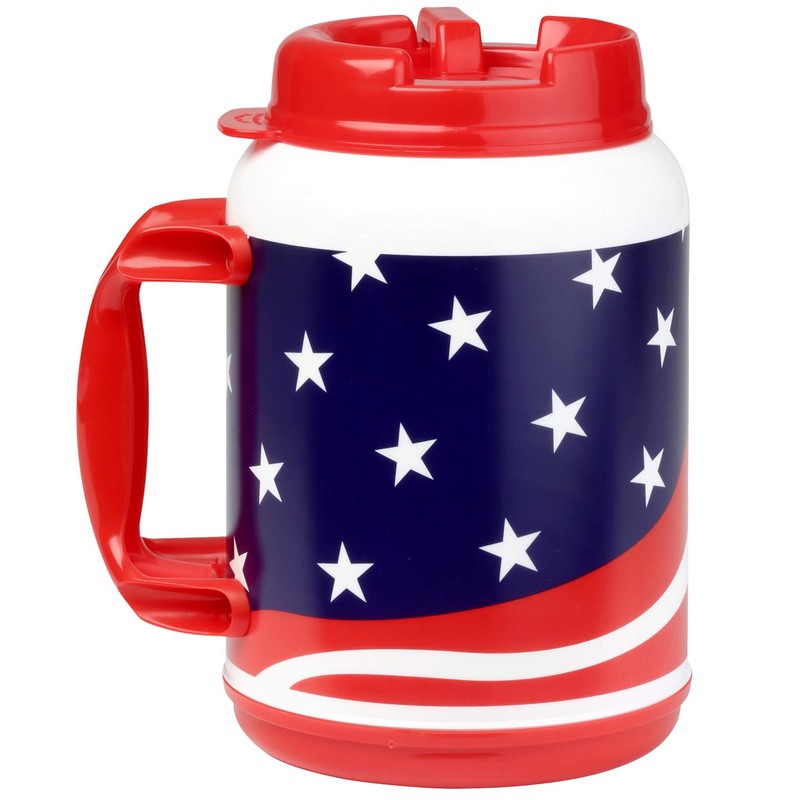 64 Ounce Insulated Mug with Handle Flexible Straw with Cap,