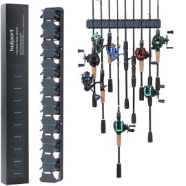 KULPORT Fishing Rod Storage Rack, Wall-Mounted Holder for 9 Poles, Garage Organization System