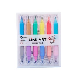 Keratobleem Pack of 6 Highlighters, 12 Assorted Colours Highlighter Pen Markers, Removable Design, Aesthetic Marker Pens Highlighter Set with Cute Cat Paw Caps, Ideal for Office, School