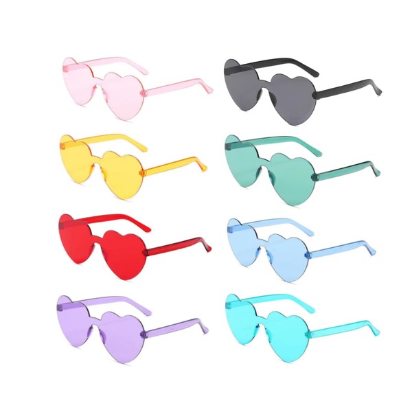 Heart Shaped Party Glasses Rimless Heart Shaped Hippie Colored Glasses