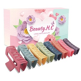 8Pcs Big Aesthetic Stuff Hair Claw Clips Nonslip Rectangular Hair Clips for Thick Thin Long Hair French Design Banana Hair Clips for 90's Women Girls,