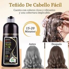 2pcs shampoo para canas, champú tinte instantáneo 4 en 1, Coloración rápida, Cubre canas, ingredientes herbales suaves, tinte para el cabello apto par