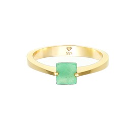 Elli Premium Ring Women's Classic Pyramid Elegant with Jade Gemstone in 925 Sterling Silver, Silver, gold-plated, Jade