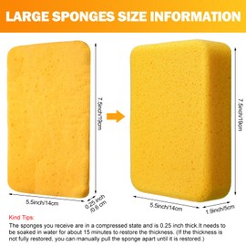 Tioncy 24 Pcs Large Sponges Bulk 7.5 x 5.5 x 1.9 Inch Grouting Car Wash Foam Cleaning and Washing Sponge Commercial Foam Large All Purpose for Cleaning Dishes Car Tile Bike (Yellow)
