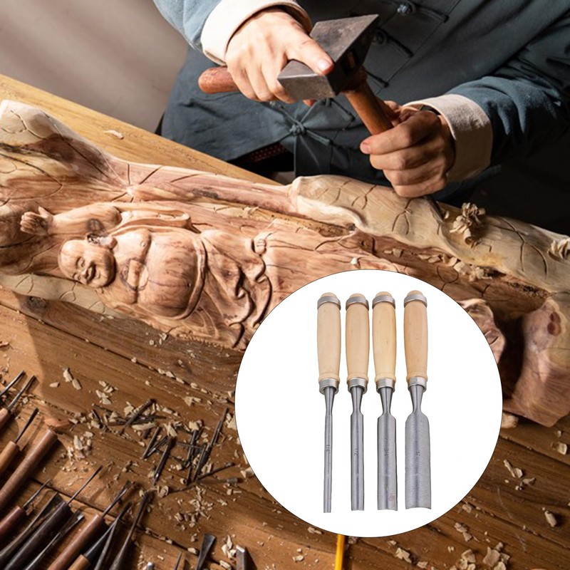 4 Pcs Half Round Chisel Set Inner Edge DIY Wood