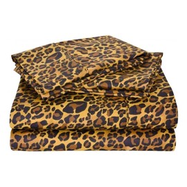 400 Thread Count Short King Size Sheet Set 100% Egypt Cotton 400 Thread-Count Hotel Quality Sateen Finish 30" Extra Deep Pockets Cotton Bed Sheets Silky & Soft Egyptian Sheet - Leopard Print