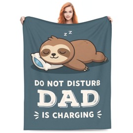 Funny Dad Blanket 60" x 50", Dad is Charging Throw Blanket, Birthday Gifts from Daughter Son, Super Soft Flannel Throws for Fathers Day, Christmas, Couch Nap Gift for Daddy