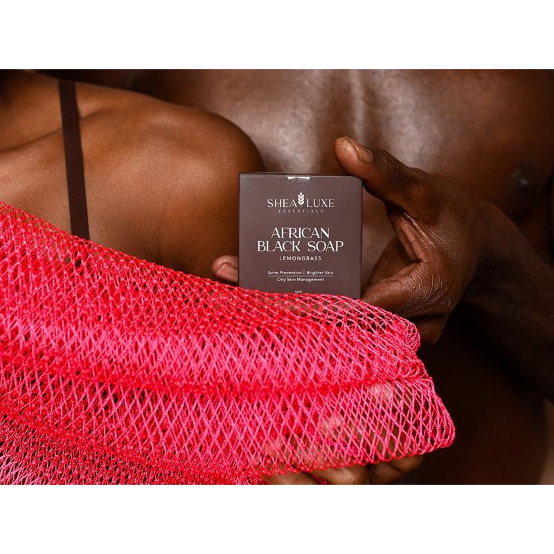 African Exfoliating Net Sponge, Ethically Sourced From Nigeria:_Burgundy