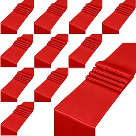 KAHEIGN 12 Pieces Table Runner Satin Table Runner Set, 30 cm x 275 cm Rectangular Tablecloths Red Plain Table Runner Soft Velvet Table Runner for Party Wedding Birthday Party Table Decoration