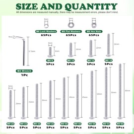 Keadic 261 Pcs M6 13 Sizes Hex Socket Button Head Cap Screws Assortment Kit, 304 Stainless Steel Standard Metric Threaded Hexagon Bolts Screws Nuts Washers Fastener Hardware