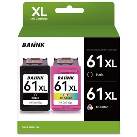 BAIINK Remanufactured Ink Cartridge Replacement for HP Ink 61 61XL HP61XL HP 61 Ink Cartridge Combo Pack for 4500 5530 5535 5534 4502 4630 4635 1000 1010 1510 2540 (Black and Color 2-Pack)
