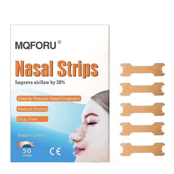 50 Count Nasal Strips Medium Nose Strip to Stop Snoring,Anti Snore Nasal Strips for Snoring (55mm*16mm)