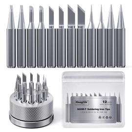 HANGLIFE 900M Soldering Tips with Tip Holder (Pack of 12) Soldering Iron Tips - Replacement Soldering Tips for Soldering Stations, Welding Machines & Accessories | Compatible with Hakko, Yihua, Atten