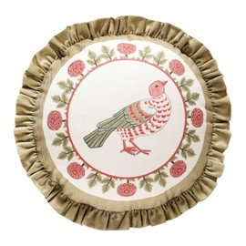 bilin gaier Round Throw Pillow Covers,Brown Cozy Velvet Farmhouse with Bird and Floral Pattern Pillowcases,Decoration Pillows Cushion Covers for Couch Sofa Bed Car Chair,Diameter 16"